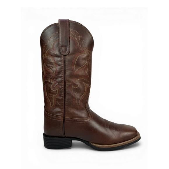 Roper Monterey Western Cowboy Boots Mens 7 D Brown Leather Square Toe Pull‎ On main image 10